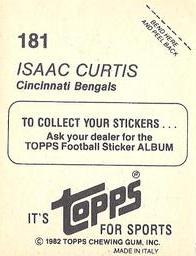 1982 Topps Stickers #181 Isaac Curtis Back