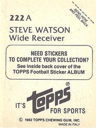 1982 Topps Stickers #222a Steve Watson Back