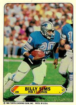 1983 Topps - Stickers #26 Billy Sims Front