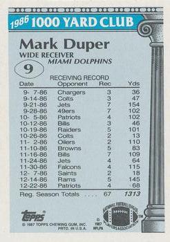 1987 Topps - 1000 Yard Club #9 Mark Duper Back