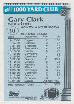 1987 Topps - 1000 Yard Club #10 Gary Clark Back