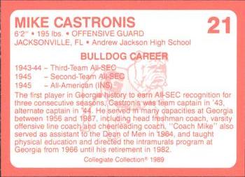 1989 Collegiate Collection Georgia Bulldogs (200) #21 Mike Castronis Back