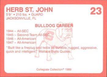 1989 Collegiate Collection Georgia Bulldogs (200) #23 Herb St. John Back