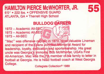 1989 Collegiate Collection Georgia Bulldogs (200) #55 Hamilton McWhorter Back
