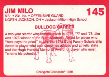 1989 Collegiate Collection Georgia Bulldogs (200) #145 Jim Milo Back