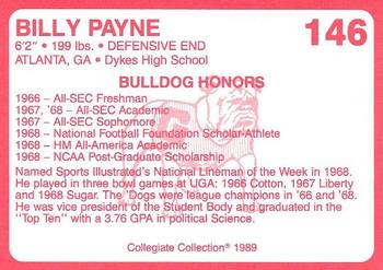 1989 Collegiate Collection Georgia Bulldogs (200) #146 Billy Payne Back