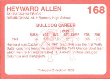 1989 Collegiate Collection Georgia Bulldogs (200) #168 Heyward Allen Back