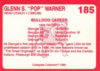1989 Collegiate Collection Georgia Bulldogs (200) #185 Glenn S. Warner Back