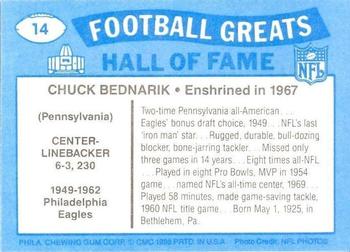 1988 Swell Greats #14 Chuck Bednarik Back