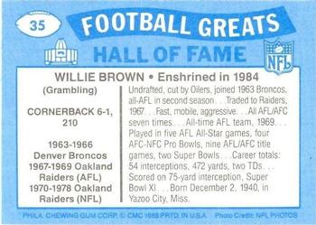 1988 Swell Greats #35 Willie Brown Back