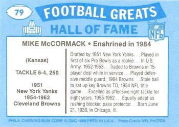 1988 Swell Greats #79 Mike McCormack Back