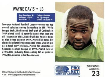 1991 Pro Set - World League Collectibles (WLAF Inserts) #23 Wayne Davis Back