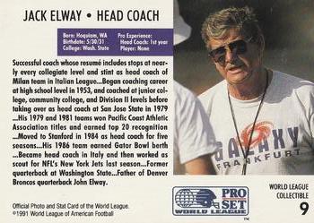 1991 Pro Set - World League Collectibles (WLAF Inserts) #9 Jack Elway Back