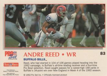 1992 Pro Set Power #83 Andre Reed Back