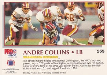 1992 Pro Set Power #155 Andre Collins Back