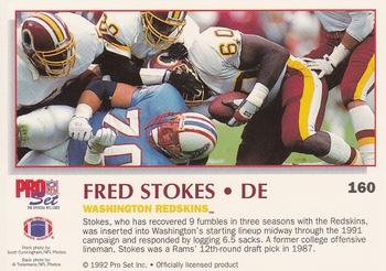1992 Pro Set Power #160 Fred Stokes Back