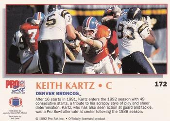 1992 Pro Set Power #172 Keith Kartz Back
