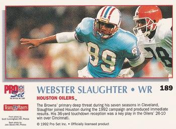 1992 Pro Set Power #189 Webster Slaughter Back
