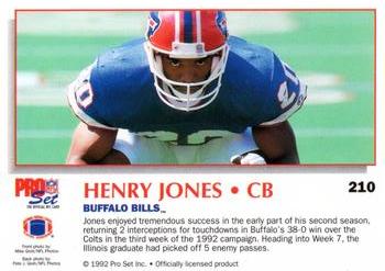 1992 Pro Set Power #210 Henry Jones Back