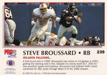1992 Pro Set Power #239 Steve Broussard Back