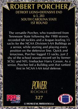 1992 Pro Set Power #327 Robert Porcher Back