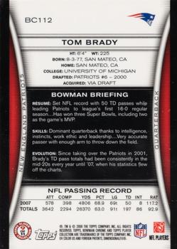 2008 Bowman Chrome #BC112 Tom Brady Back