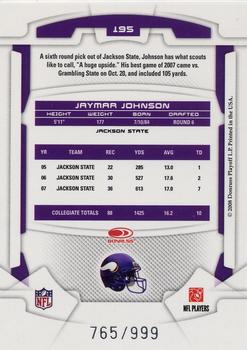 2008 Leaf Rookies & Stars #195 Jaymar Johnson Back