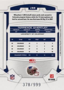 2008 Leaf Rookies & Stars #198 Terrence Wheatley Back