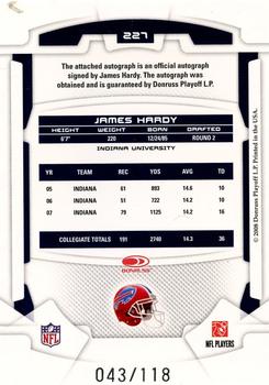 2008 Leaf Rookies & Stars #227 James Hardy Back