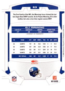 2008 Leaf Rookies & Stars Longevity #63 Eli Manning Back