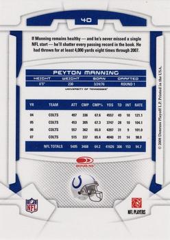 2008 Leaf Rookies & Stars Longevity #40 Peyton Manning Back