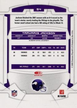 2008 Leaf Rookies & Stars Longevity #54 Tarvaris Jackson Back