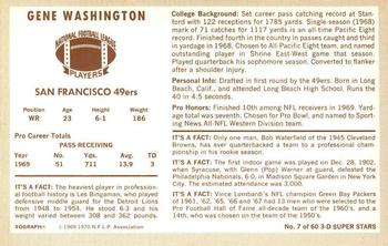 1970 Kellogg's #7 Gene Washington Back