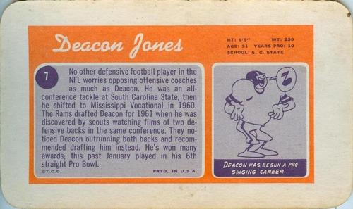 1970 Topps Super #7 Deacon Jones  Back