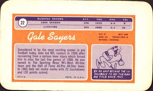 1970 Topps Super #22 Gale Sayers  Back
