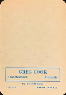 1970 Topps - Glossy #23 Greg Cook  Back