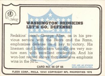 1976 Fleer Team Action #56 Let's Go, Defense! Back