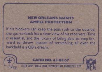 1977 Fleer Team Action #43 Ample Protection Back