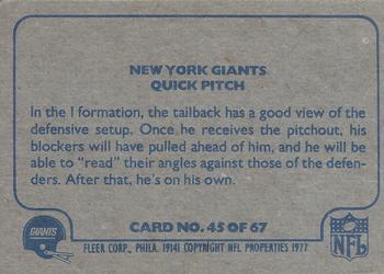 1977 Fleer Team Action #45 Quick Pitch Back