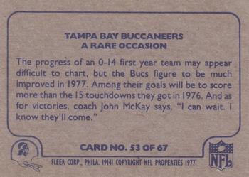1977 Fleer Team Action #53 A Rare Occasion Back