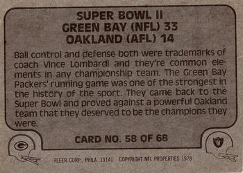1978 Fleer Team Action #58 Super Bowl II Back