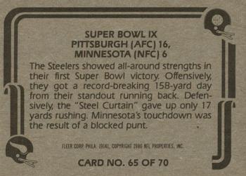 1980 Fleer Team Action #65 Super Bowl IX Back