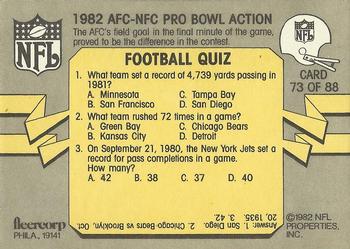 1982 Fleer Team Action #73 1982 AFC-NFC Pro Bowl Action Back
