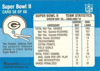 1983 Fleer Team Action #58 Super Bowl II Back