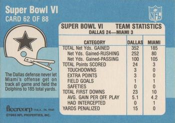 1983 Fleer Team Action #62 Super Bowl VI Back