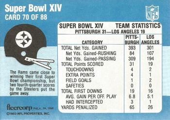 1983 Fleer Team Action #70 Super Bowl XIV Back