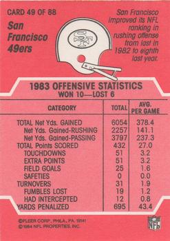 1984 Fleer Team Action #49 Tunneling up the Middle Back