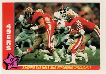 1985 Fleer Team Action #73 Reading the Hole and Exploding Through It Front