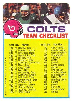 1973 Topps - Team Checklists #NNO Baltimore Colts Front
