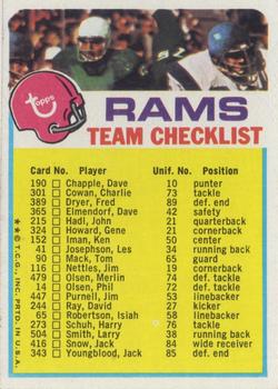 1973 Topps - Team Checklists #NNO Los Angeles Rams Front
